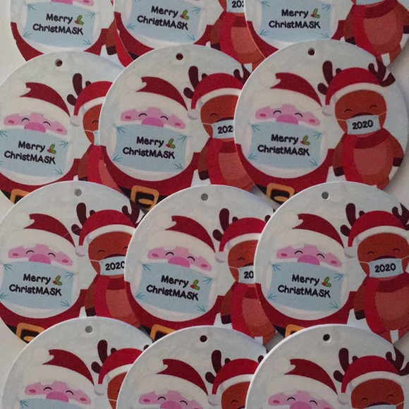 12 2020 Christmas Ornament Santa Deer Wearing Mask